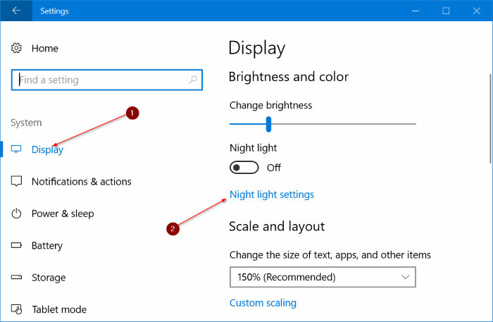 activer automatiquement le mode veilleuse dans Windows 10 pic1