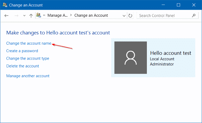 renommer le compte Microsoft ou local dans Windows 10 étape 10