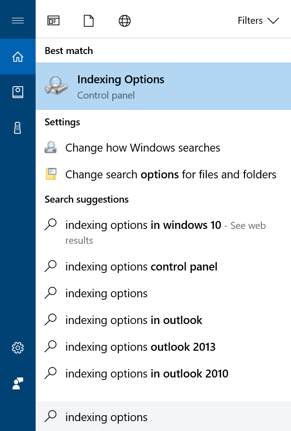 masquer les fichiers et les dossiers des résultats de recherche dans Windows 10 pic1