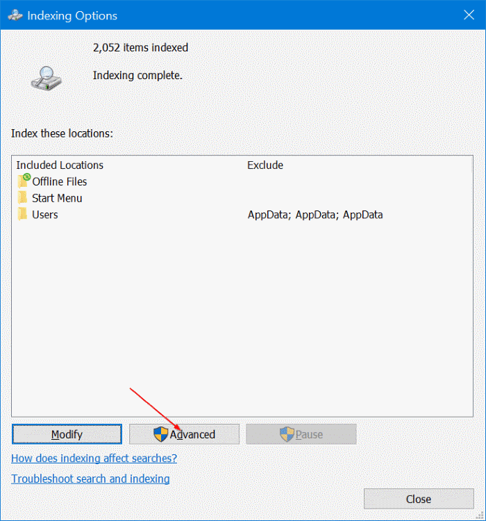 masquer les fichiers et les dossiers des résultats de recherche dans Windows 10 pic5