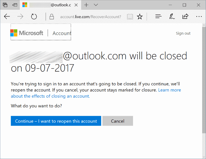rouvrir le compte Microsoft fermé pic1