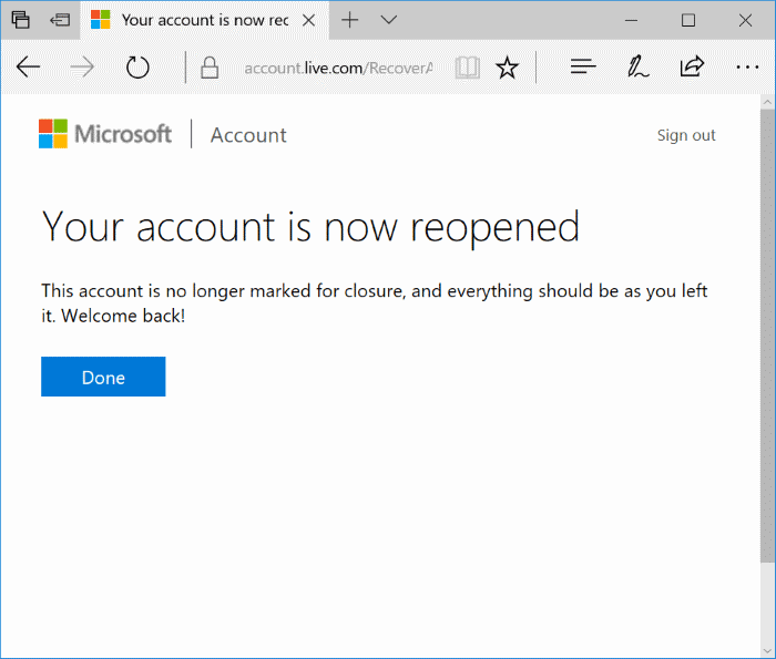 rouvrir le compte Microsoft fermé pic6