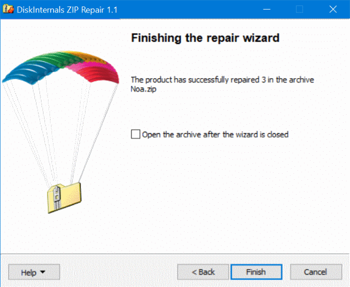 extraire des fichiers à partir d'un fichier zip endommagé dans Windows 10 pic5