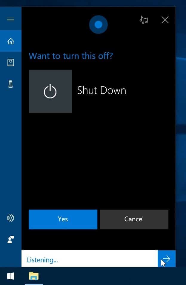utiliser cortana pour arrêter, redémarrer, verrouiller et se déconnecter de Windows 10