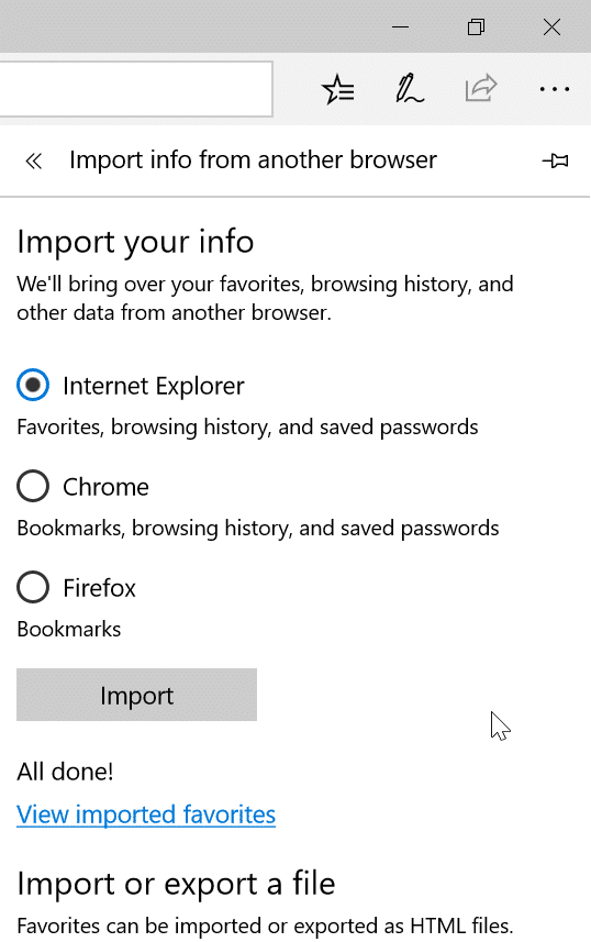 Importer les mots de passe Internet Explorer dans Edge (1)