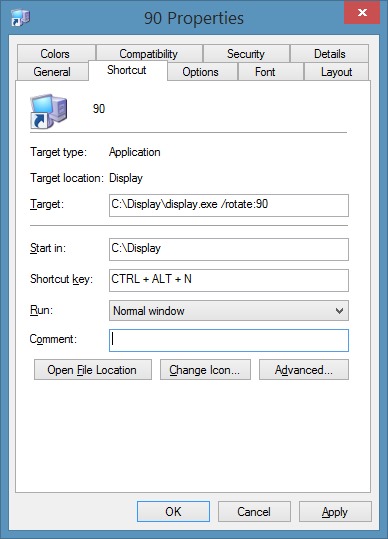 Raccourci clavier pour faire pivoter l'orientation de l'écran dans l'image Windows 8