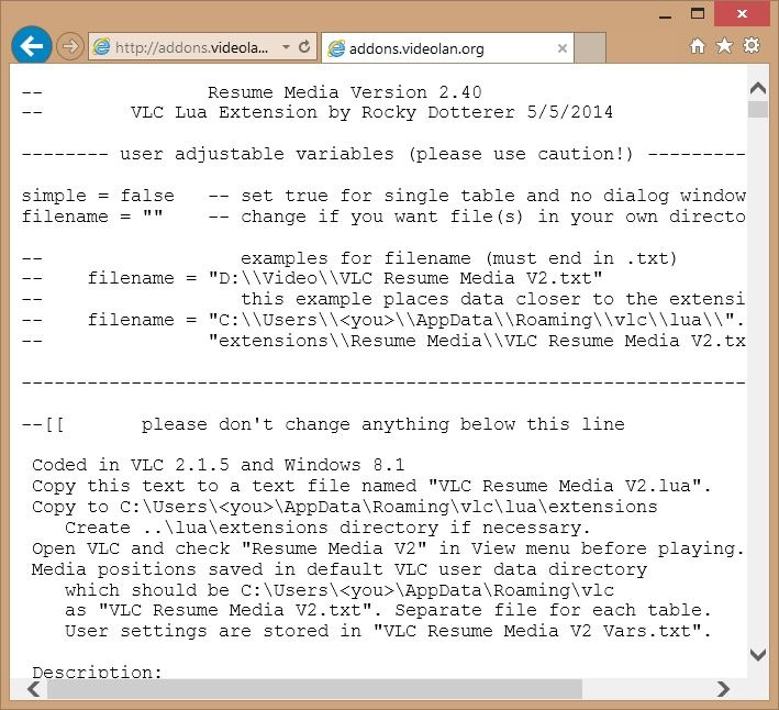 Installez les extensions VLC step3