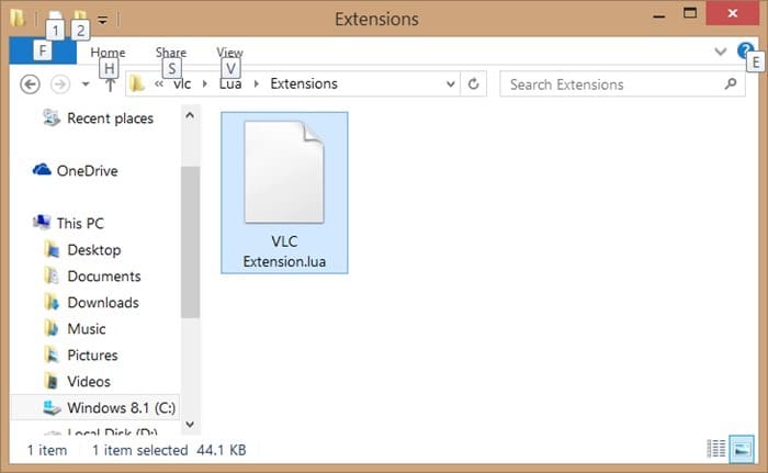 Installez les extensions VLC de l'étape 6