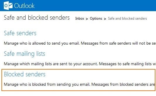 Bloquer l'adresse e-mail dans Outlook Step3