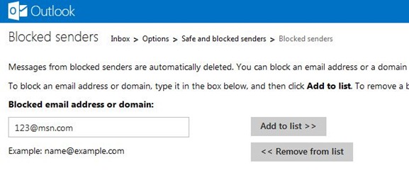 Bloquer l'adresse e-mail dans Outlook Step4