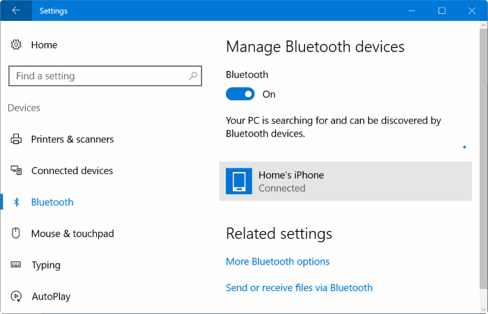 Coupler l'iPhone avec Windows 10 via Bluetooth (1)