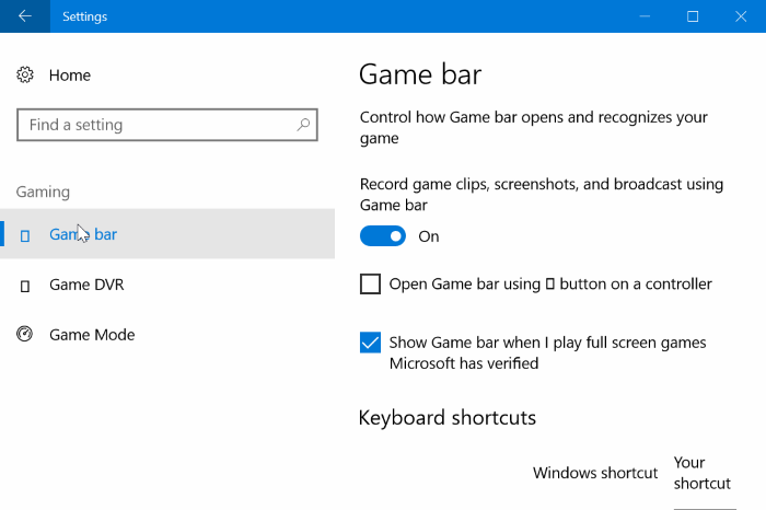 activer le mode jeu dans Windows 10 pic2