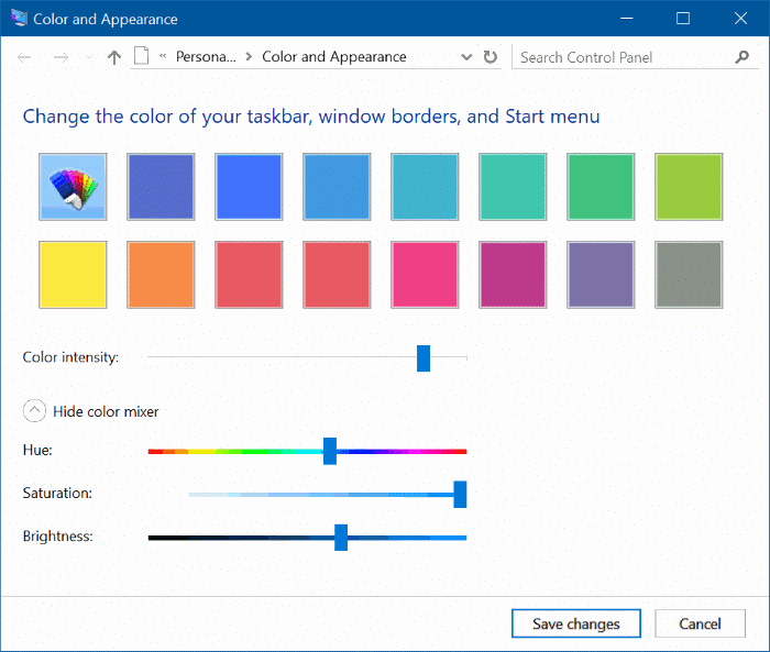 définir une couleur personnalisée pour la barre des tâches Windows 10 et la barre de titre pic4