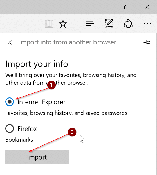 importer des mots de passe d'Internet Explorer vers Edge pic3