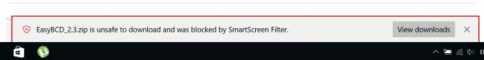 ce fichier non sécurisé a été bloqué par smartscreen dans Edge
