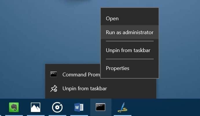 exécuter un programme bloqué sur la barre des tâches en tant qu'administrateur Windows 10 pic3