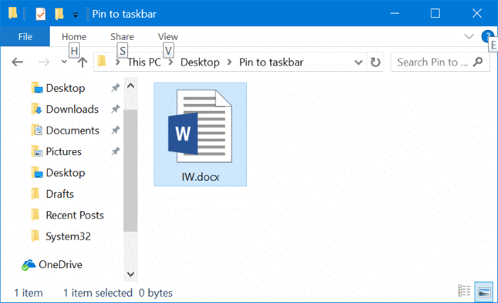 épingler n'importe quel fichier à la barre des tâches de Windows 10 pic7