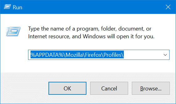 Emplacement du profil Mozilla Firefox dans Windows 10 pic1