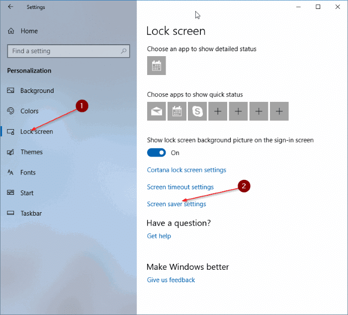 modifier les paramètres de l'économiseur d'écran dans Windows 10 pic1