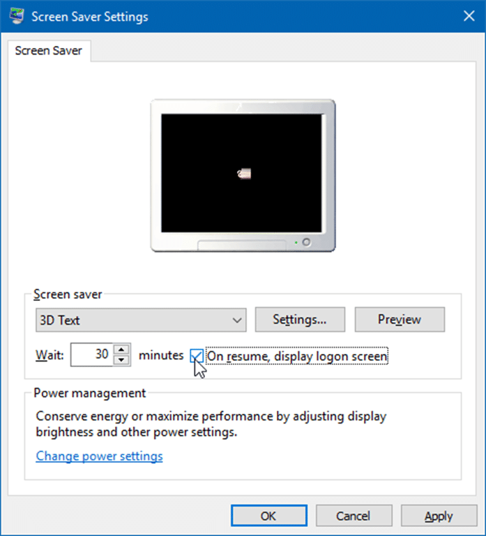 ouvrir les paramètres de l'économiseur d'écran dans Windows 10 pic4