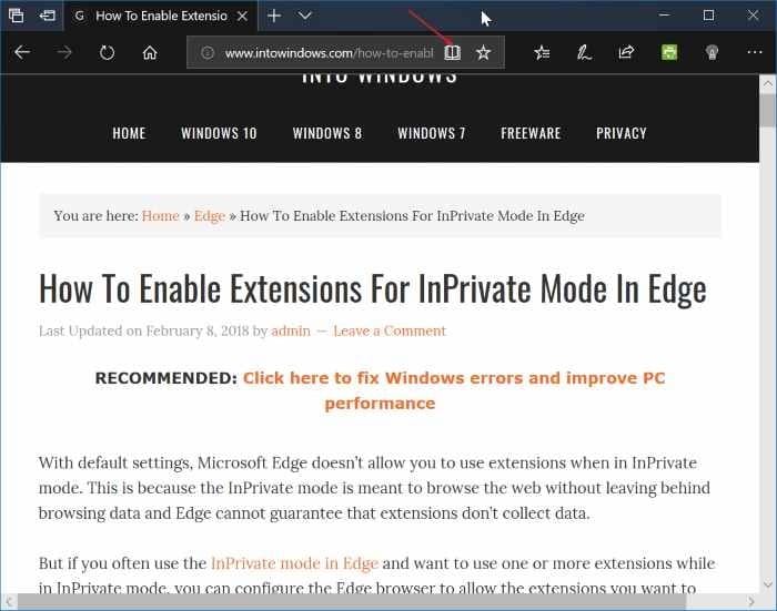 imprimer des pages Web sans publicité dans le navigateur Edge Dans Windows 10 pic2