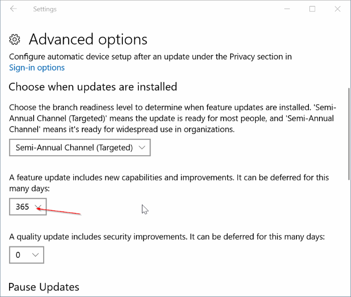 différer ou bloquer les mises à jour de fonctionnalités dans Windows 10 pic1