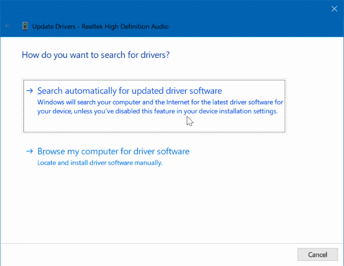 mettre à jour les pilotes de périphérique dans Windows 10 pic1