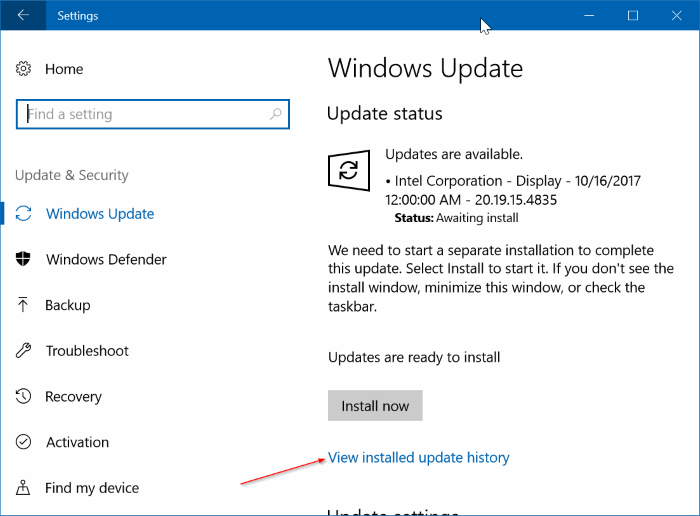afficher les mises à jour de pilotes récemment installées dans Windows 10 pic1