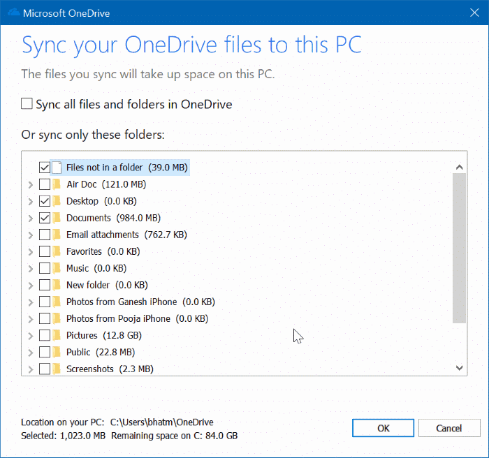 enregistrer les dossiers de bureau, de documents et d'images sur OneDrive dans Windows 10 pic4