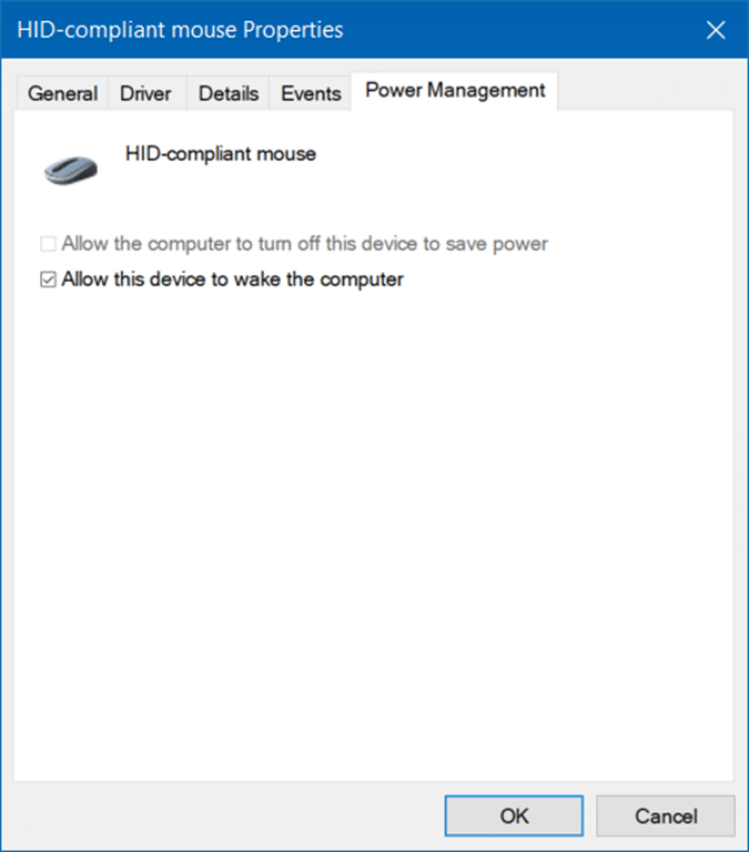réveiller le PC de l'état de veille à l'aide du clavier et de la souris dans Windows 10 pic2
