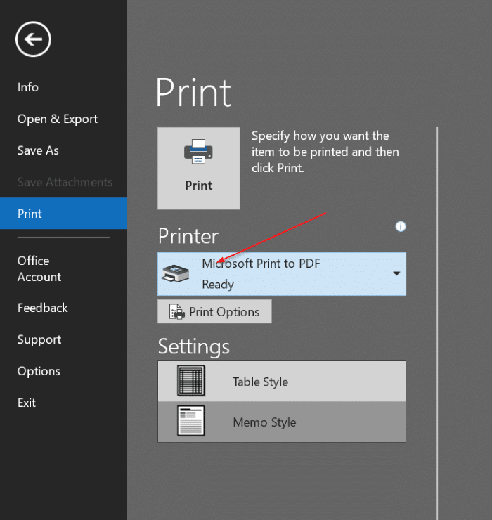 enregistrer les e-mails au format PDF dans Windows 10 pic4