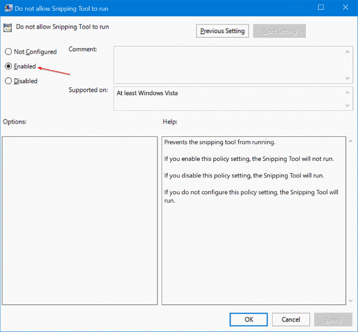 activer ou désactiver l'outil de capture dans Windows 10 pic3