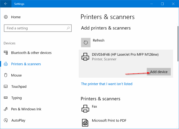 Ajouter une imprimante sans fil à un PC Windows 10 (4)