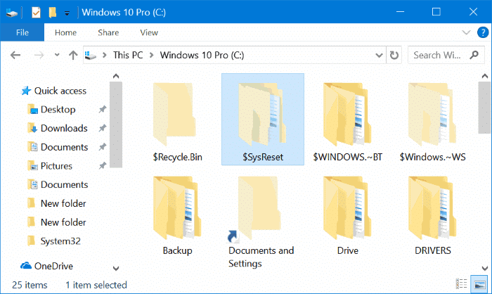 supprimer en toute sécurité le dossier $ sysreset dans Windows 10 pic3