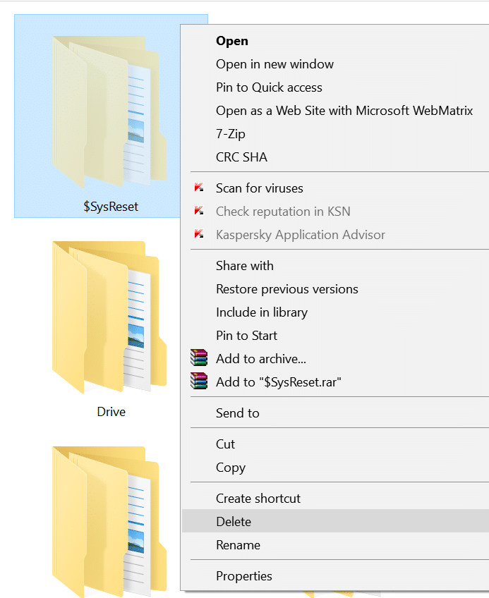 supprimer en toute sécurité le dossier $ sysreset dans Windows 10 pic4