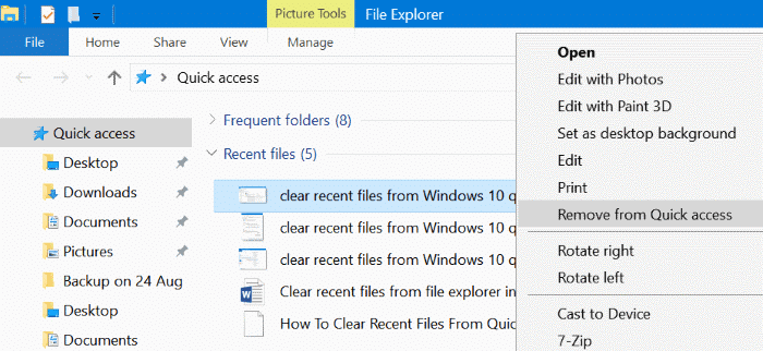 supprimer les fichiers récents de Windows 10 accès rapide pic02