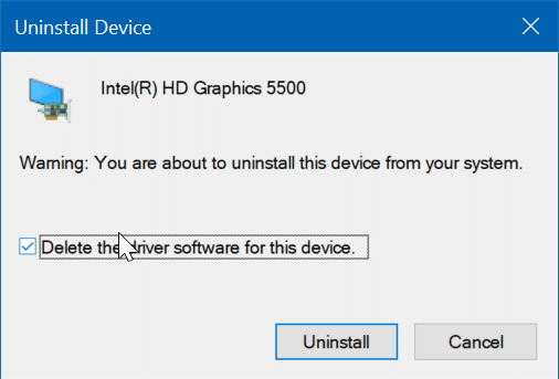 Réinstaller le pilote graphique d'affichage dans Windows 10 pic4