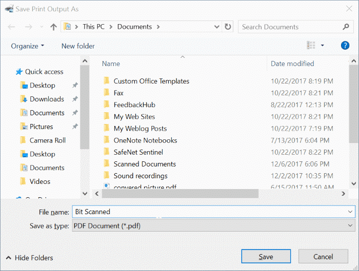 enregistrer des documents et des images numérisés au format PDF dans Windows 10 pic05