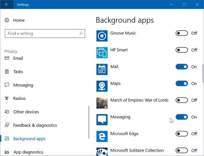 empêche les applications de s'exécuter en arrière-plan sur Windows 10 pic2