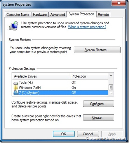 Activer la fonction de restauration du système dans Windows 7