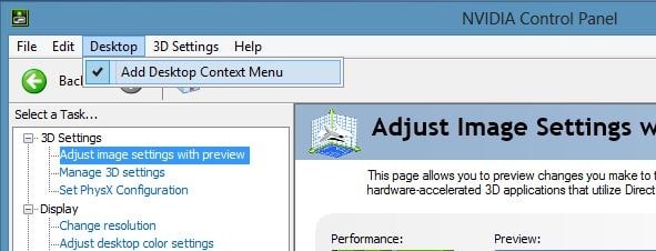 Correction: panneau de configuration NVIDIA manquant dans le menu contextuel du bureau pic04