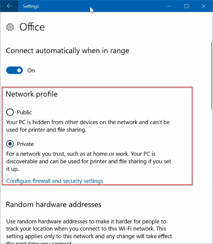 définir le chemin réseau sur public ou privé dans Windows 10 pic4