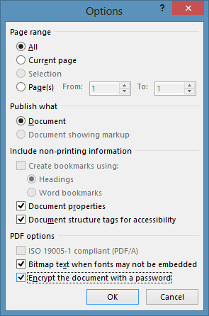 Mot de passe protéger le fichier PDF à l'aide d'Office 2013 Step4