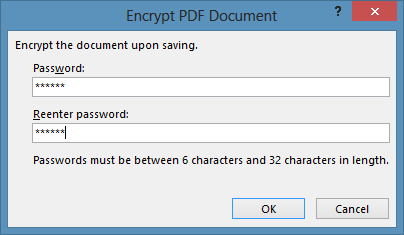 Mot de passe protéger le fichier PDF à l'aide d'Office 2013 Step5