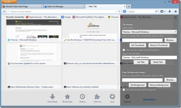 Changer l'arrière-plan de la page Nouvel onglet de Firefox