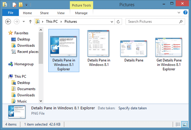 Déplacer le volet de détails vers le bas de Windows 8 (3)