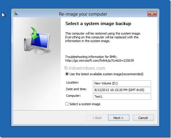 Restaurer l'image Windows 8.1 Étape 3