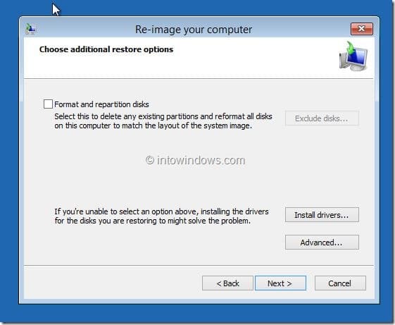 Restaurer l'image Windows 8.1 Étape 5