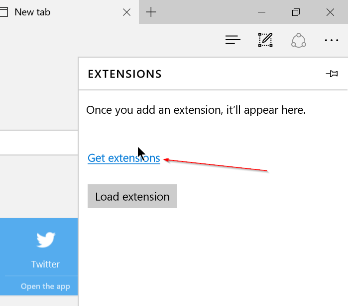 Installez les extensions Edge dans Windows 10 Étape 2