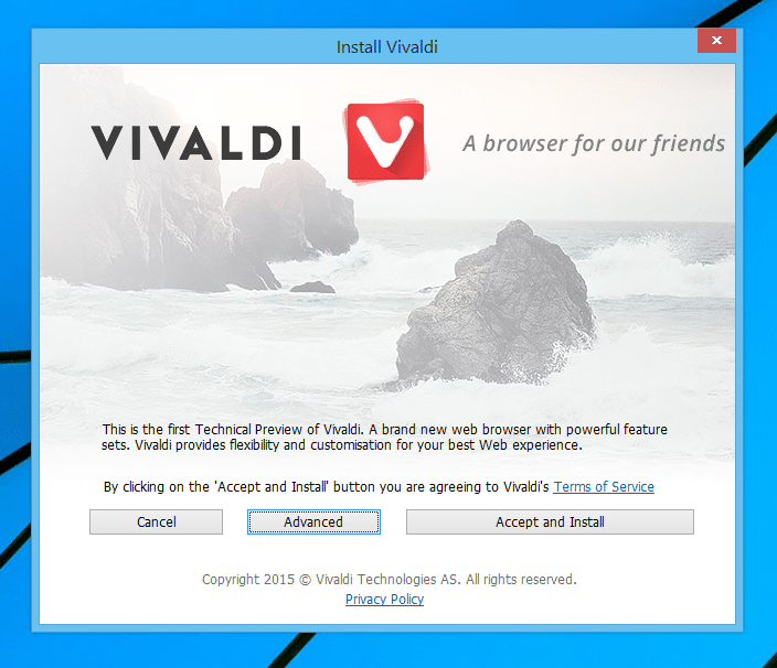 Installez le navigateur Vivaldi sur Windows